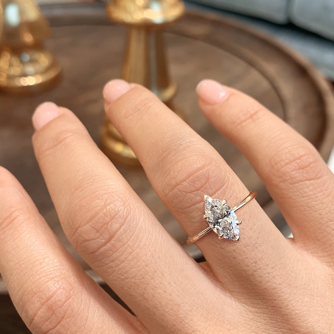 1.00 ct Marquise Solitaire Moissanite Engagement Ring