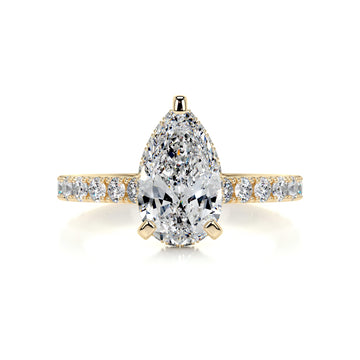 2.5 Carat Pear Pavé Hidden Halo Moissanite Engagement Ring