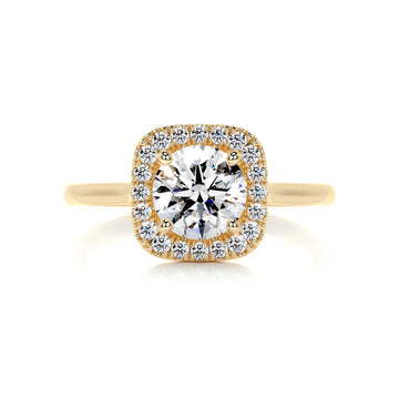 1.70 Carat Round Brilliant Halo Moissanite Engagement Ring