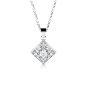 Round Halo Diamond Necklace For Women