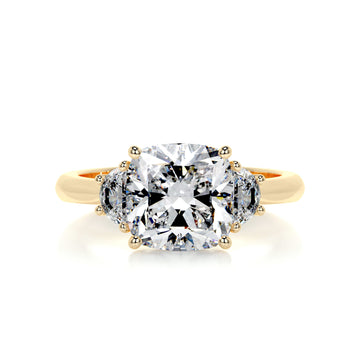 3.0 Carat Cushion Three Stone Moissanite Engagement Ring