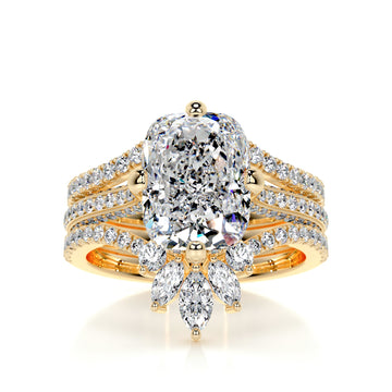 4.0 ct Radiant Cut Moissanite Trinity Cathedral Bridal ring set