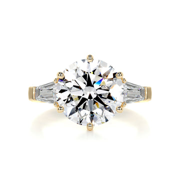 4.05 Carat Three Stone Round Moissanite Engagement Ring