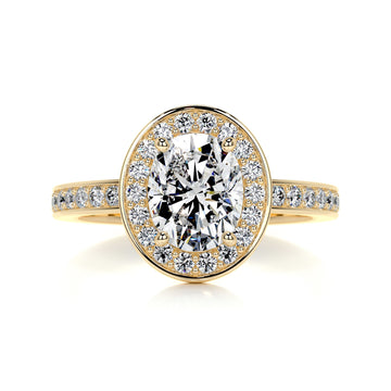 2.05 Carat Oval Bezel Halo Diamond Engagement Ring