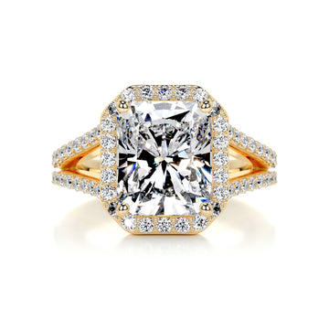 2.90 Radiant Halo Dual Cathedral Moissanite Engagement Ring