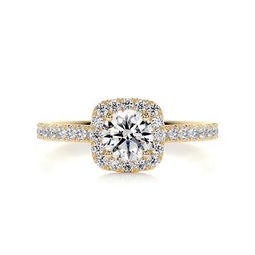 1.45 Carat Round Cut Moissanite Halo Engagement Ring