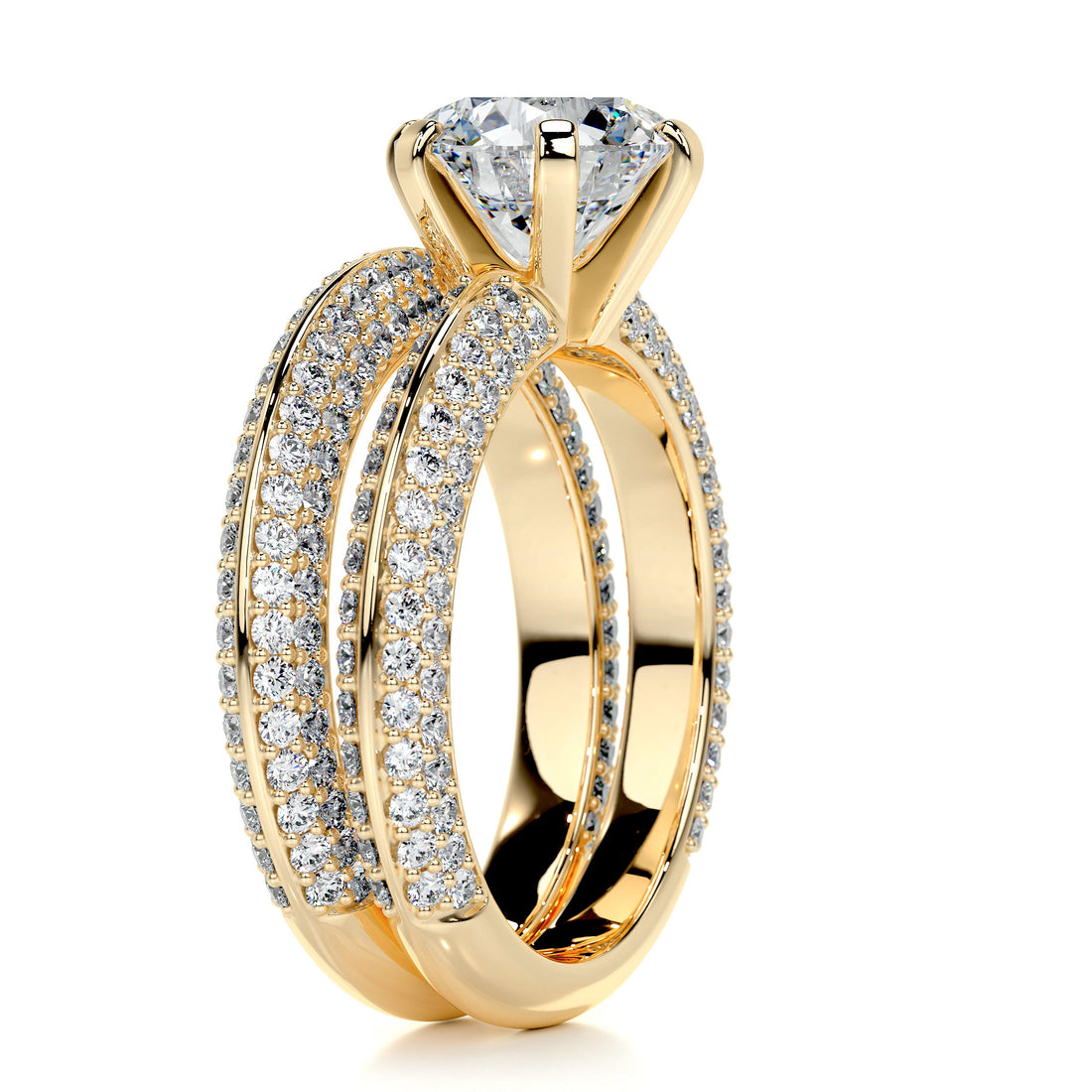 4.21 Ct Round Dual Split Pave Moissanite Bridal Wedding ring set