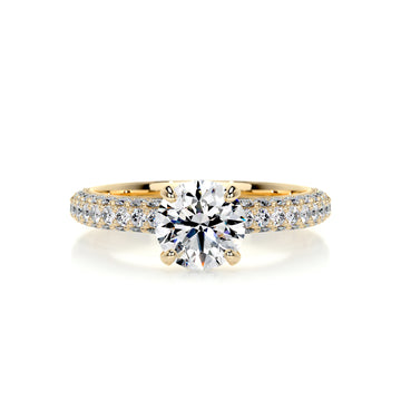 2.25 Carat Round Triple Pave Moissanite Engagement Ring