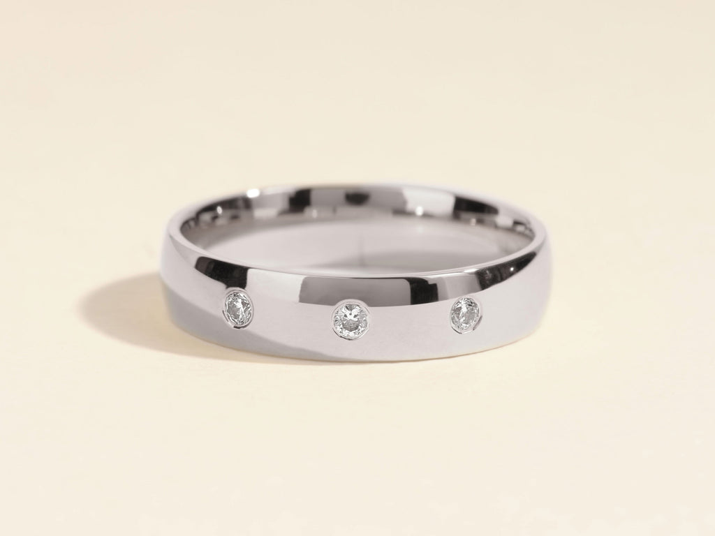 5mm Flush Lab Grown Round Men's Wedding Band Anniversary Gift