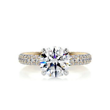 3.0 Carat Claw Prong  Round Triple Pave Moissanite Engagement Ring