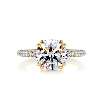 3.50 Ct Round Triple Pavé Hidden Halo Moissanite Engagement Ring