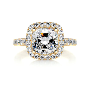 2.1 Carat Square Cushion Halo Moissanite Engagement Ring