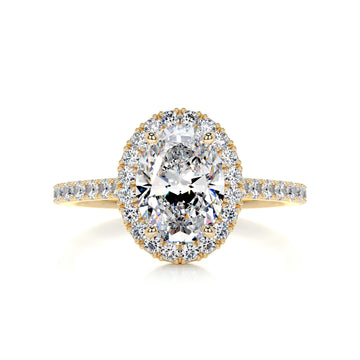 2.95 Carat Oval Halo Moissanite Diamond Engagement Ring
