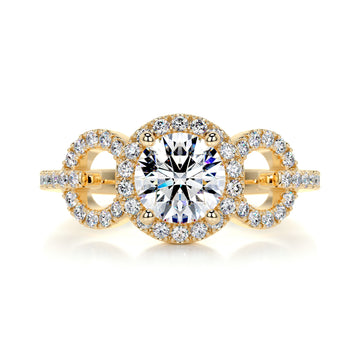 1.25 Carat Round Trial Circles Halo Moissanite Engagement Ring