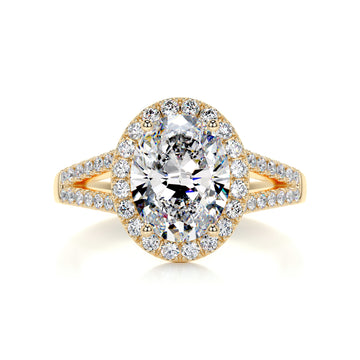 2.65 Ct Oval Moissanite Halo Split Shank Engagement Ring