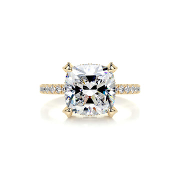 3.0 Carat Cushion Hidden Halo Moissanite Engagement Ring
