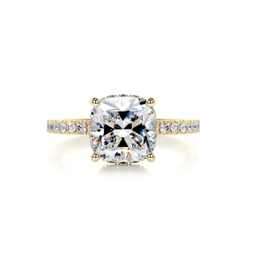 3.04 Carat Square Cushion Hidden Halo Moissanite Engagement Ring