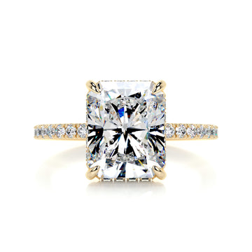 4.16 Carat Radiant Cut Moissanite Hidden Halo Engagement Ring