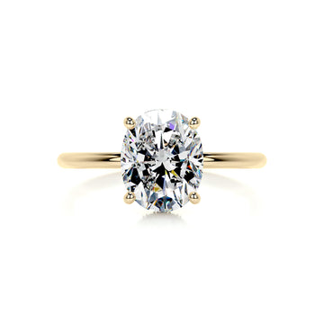 3.02 Carat Oval Moissanite Hidden Halo Dainty Engagement Ring