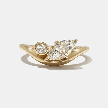 1.0CT-2.0CT Oval & Marquise Cut Moissanite Diamond Curved Engagement Ring