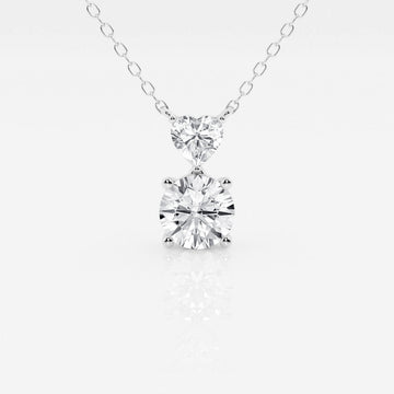 1.33 TCW Round & Heart Moissanite Diamond Two Stone Necklace
