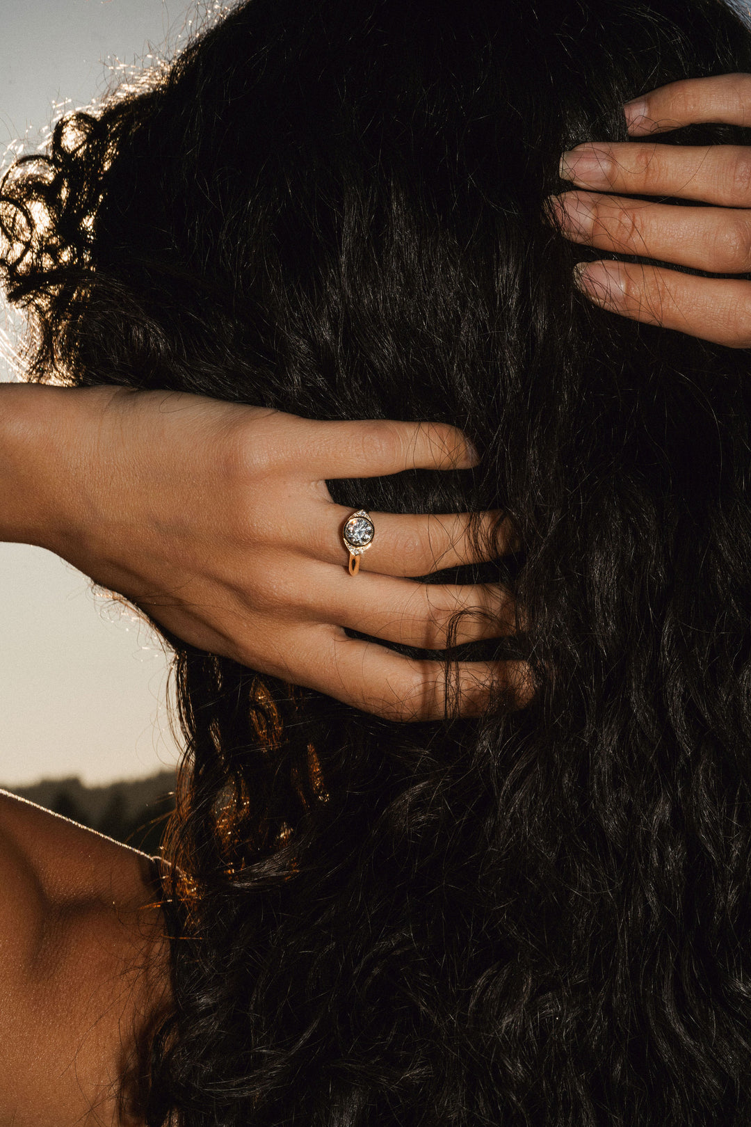 1.50CT-2.50CT Unique Bezel Round Cut Diamond Halo Engagement Ring