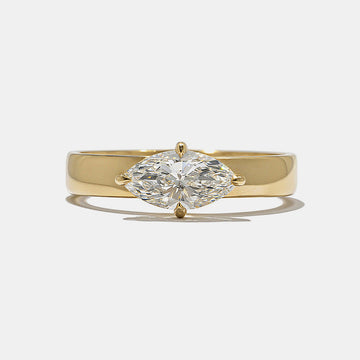 0.75CT-1.25CT East West Marquise Cut Moissanite Diamond Thick Engagement Ring