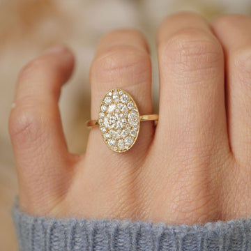 Round Diamond Moissanite Ballerina Cluster Engagement Ring