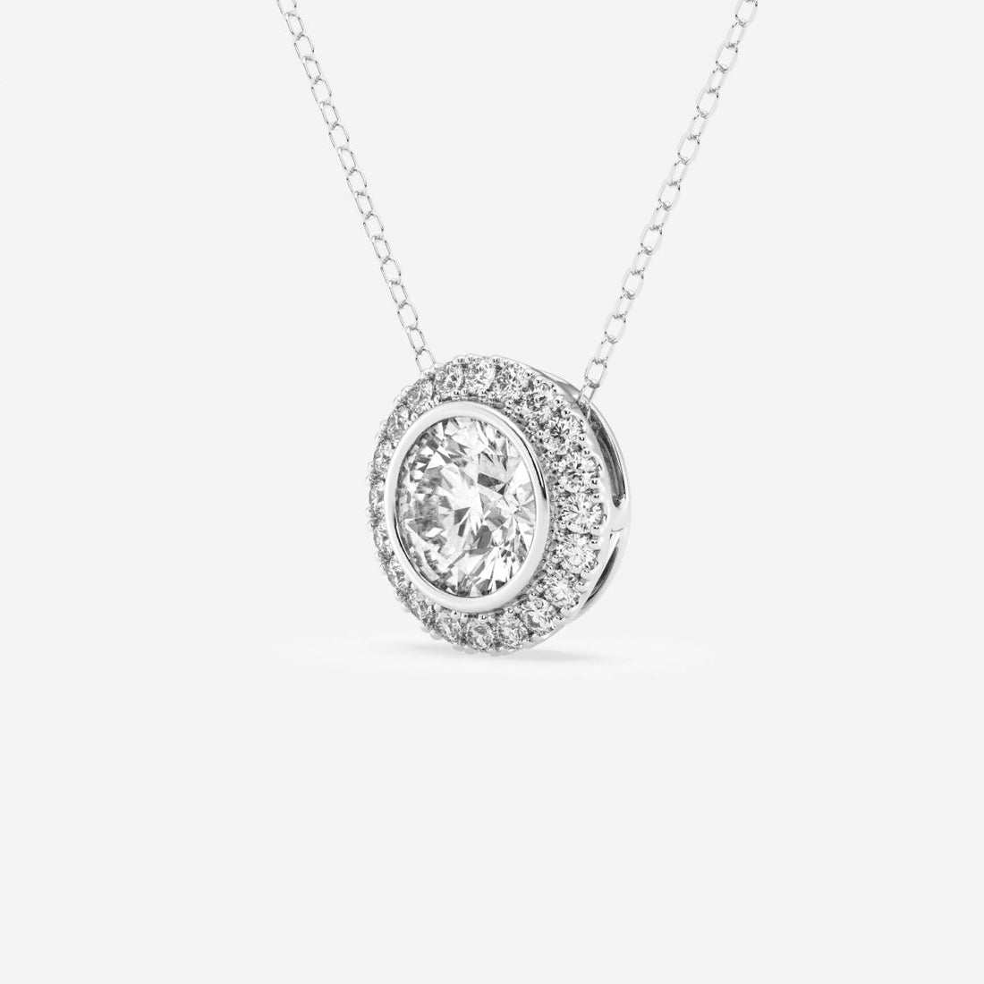 1.50 CT Round Moissanite Diamond Halo Style Necklace