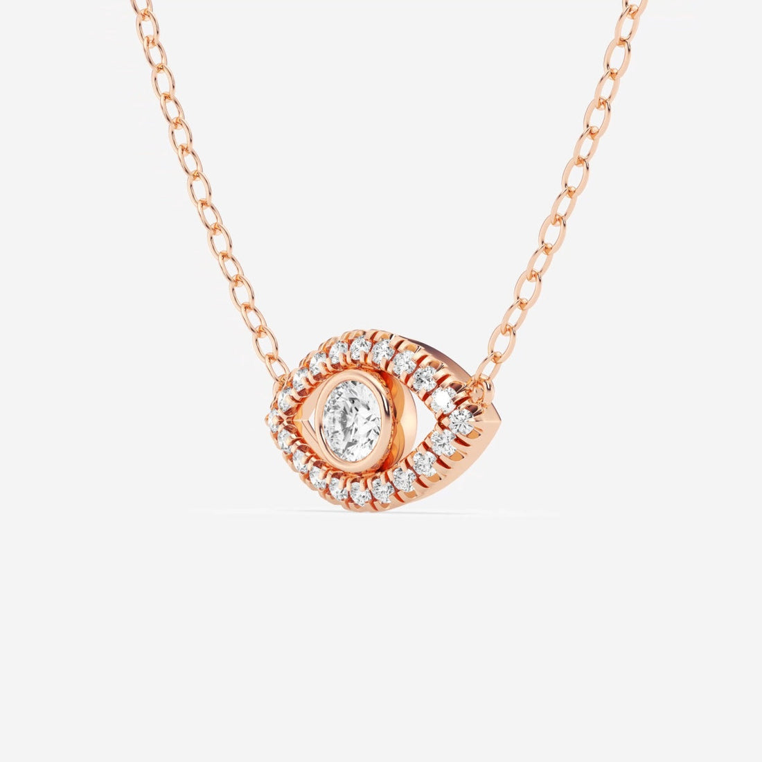 0.35 TCW Round Moissanite Diamond Evil Eye Necklace