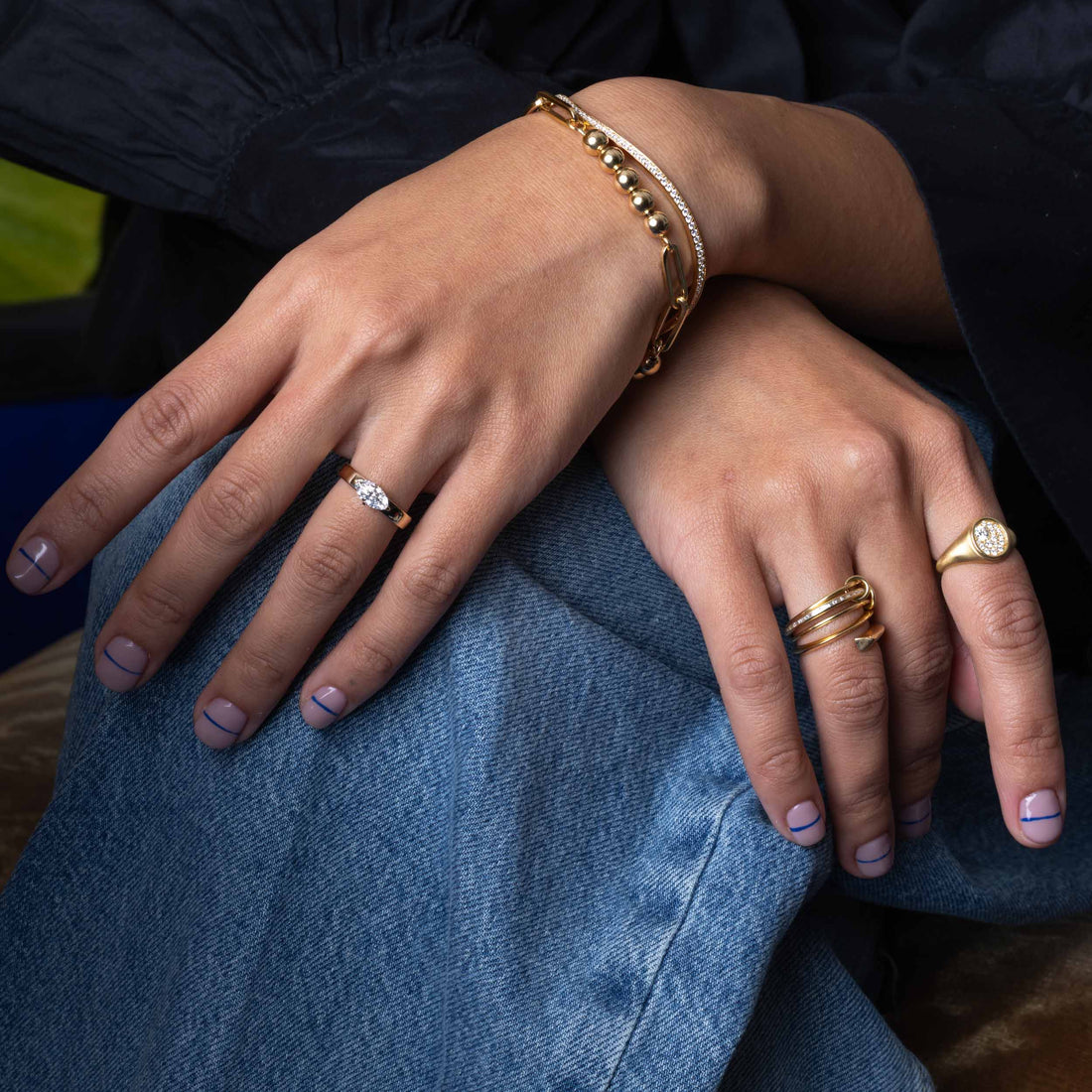 0.75CT-1.25CT East West Marquise Cut Moissanite Diamond Thick Engagement Ring