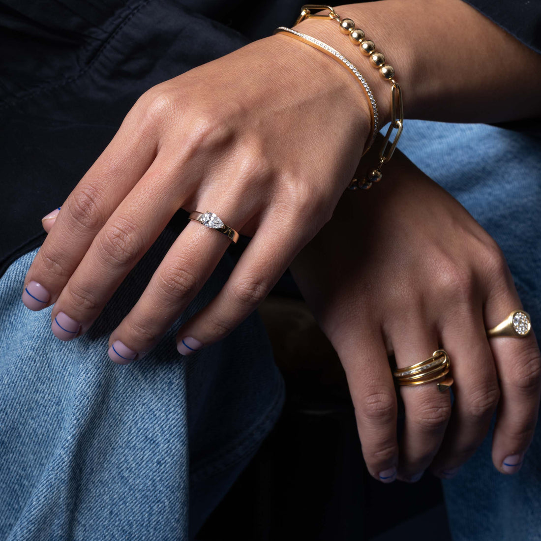 0.75CT-1.25CT East West Pear Cut Diamond Thick Solitaire Engagement Ring