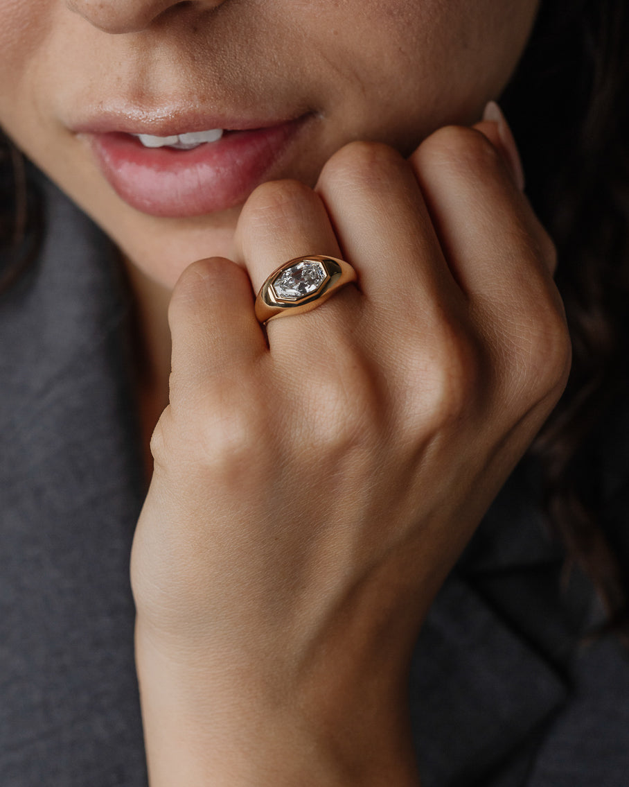 1.0CT-2.0CT Octagon Cut Moissanite Diamond Flush Set Engagement Ring