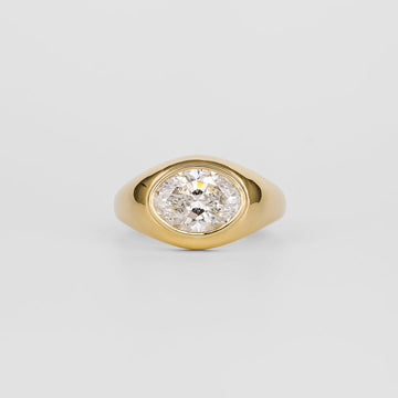 1.0CT-3.0CT Bezel Oval Cut Moissanite Diamond Flush Engagement Ring