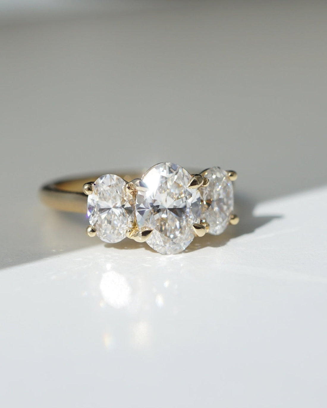 2.0 CT Oval CVD Diamond Three Stone Engagement Ring