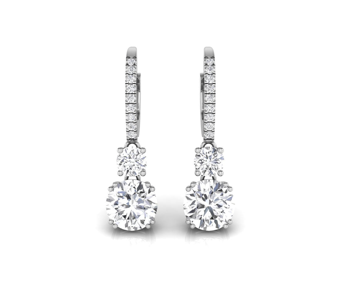 Round Cut Diamond Moissanite Hoop Earrings for Women