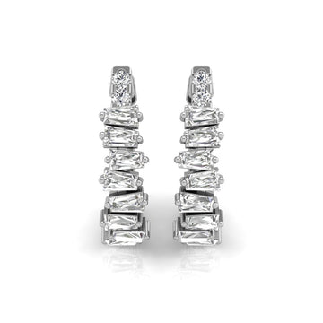 Trapped Baguette Diamond Moissanite Circle Earrings for Her
