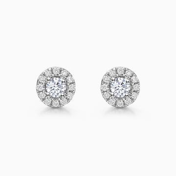 Round Cut Moissanite Halo Diamond Stud Earrings for Her