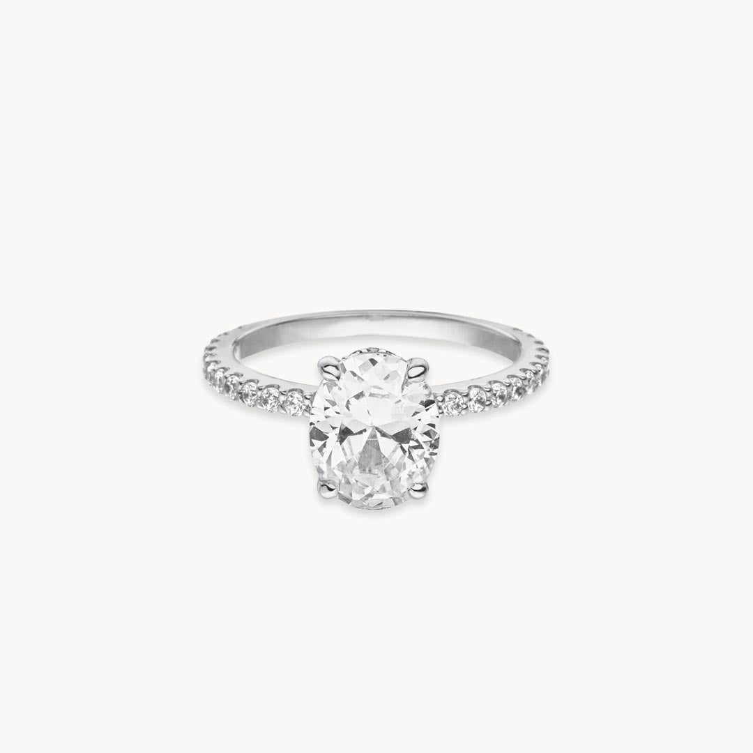 1.50 - 3.50 CT Oval Cut CVD Diamond Pave Setting Engagement Ring