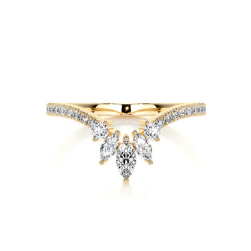 Chevron Marquise Halo Round Moissanite Wedding Band