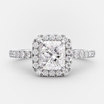 1.30ct Radiant Cut Halo Style Moissanite Diamond Engagement Ring