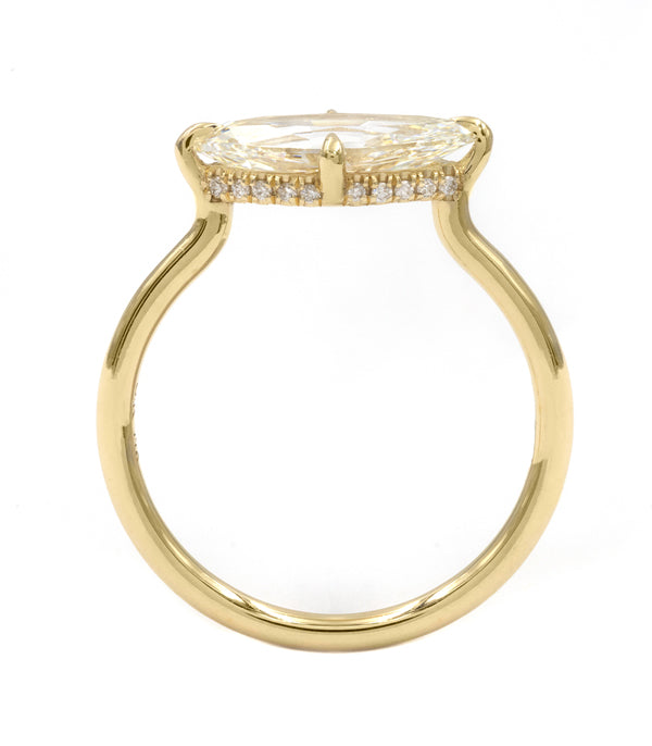 1.18CT Marquis Cut East West Diamond Moissanite Hidden  Halo Engagement Ring