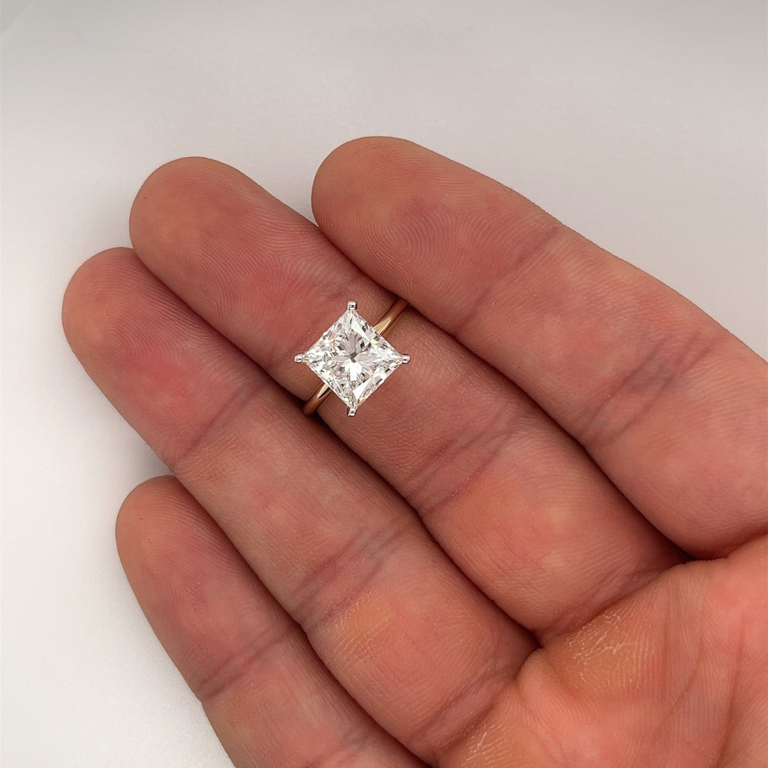 1.30 CT-3.30 CT Princess CVD Diamond Solitaire Engagement Ring