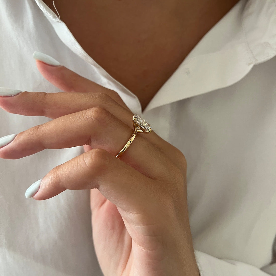 1.0 - 3.0 CT Elongated Cushion CVD Diamond Solitaire Engagement Ring