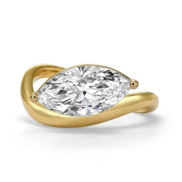 1.0CT-2.0CT Marquise Cut Moissanite Unique Curved Engagement Ring