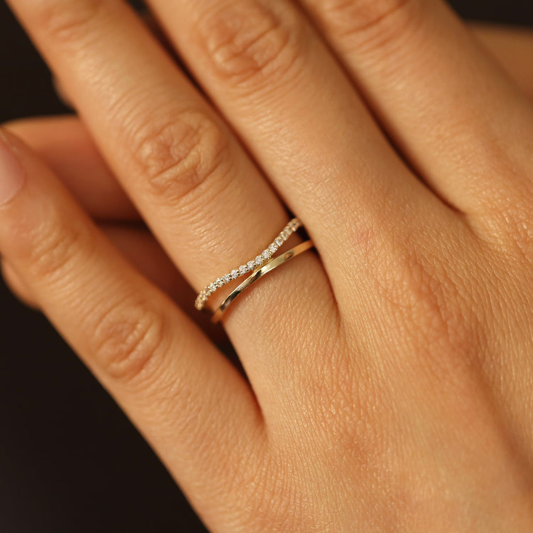 0.19CT Round Half Eternity Moissanite Diamond Double Band For Women