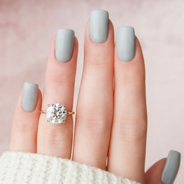 5.0CT Round Moissanite Solitaire Hidden Halo Setting Engagement Ring