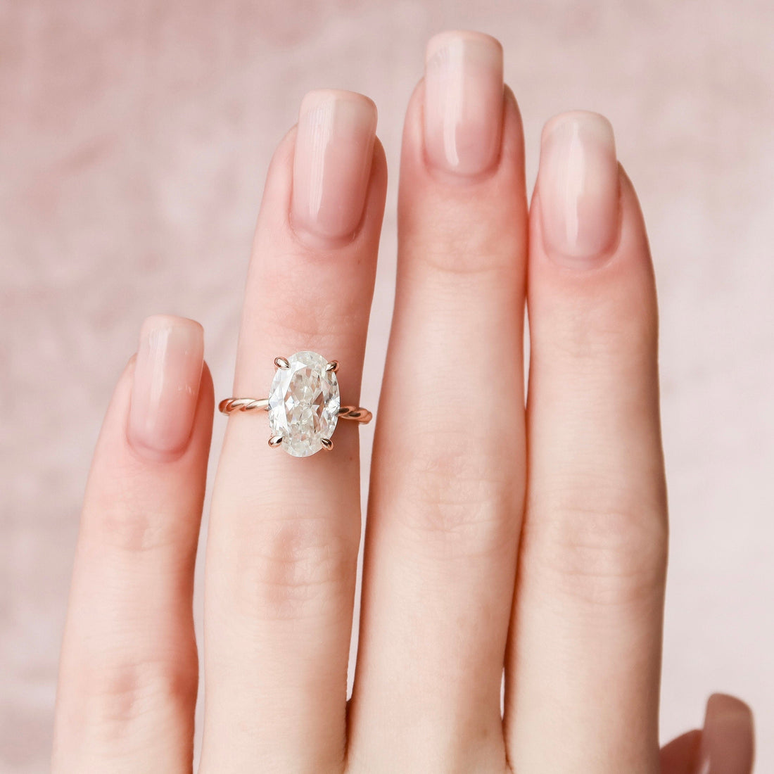 3.50CT Oval Cut Moissanite Solitaire Braided Diamond Engagement Ring