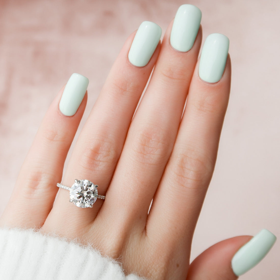 3.50CT Round Moissanite Hidden Halo Pave Setting Engagement Ring