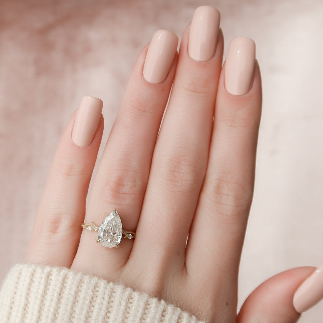 2.50CT Pear Cut Nature Inspired Twig Style Moissanite Engagement Ring